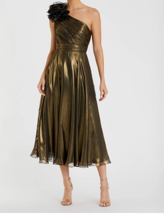 Mac Duggal Dresses & Skirts - Mac Duggal Rosette One-Shoulder Midi Dress with Floral Accent